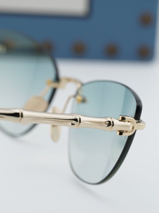 Gucci GG2063S 003 Cat Eye Sunglasses - Shiny Endura Gold/Green Gradient Mirror main image 8